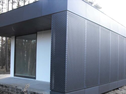 Dom jednorodzinny, drzwi aluminiowe YAWAL TM74, kolor strukturalny